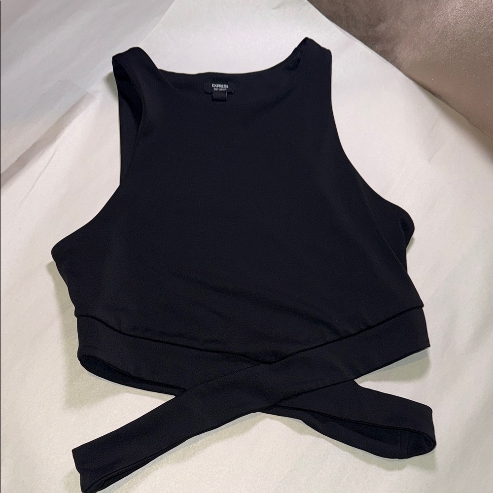 Express Black Cross-Hem Crop Top